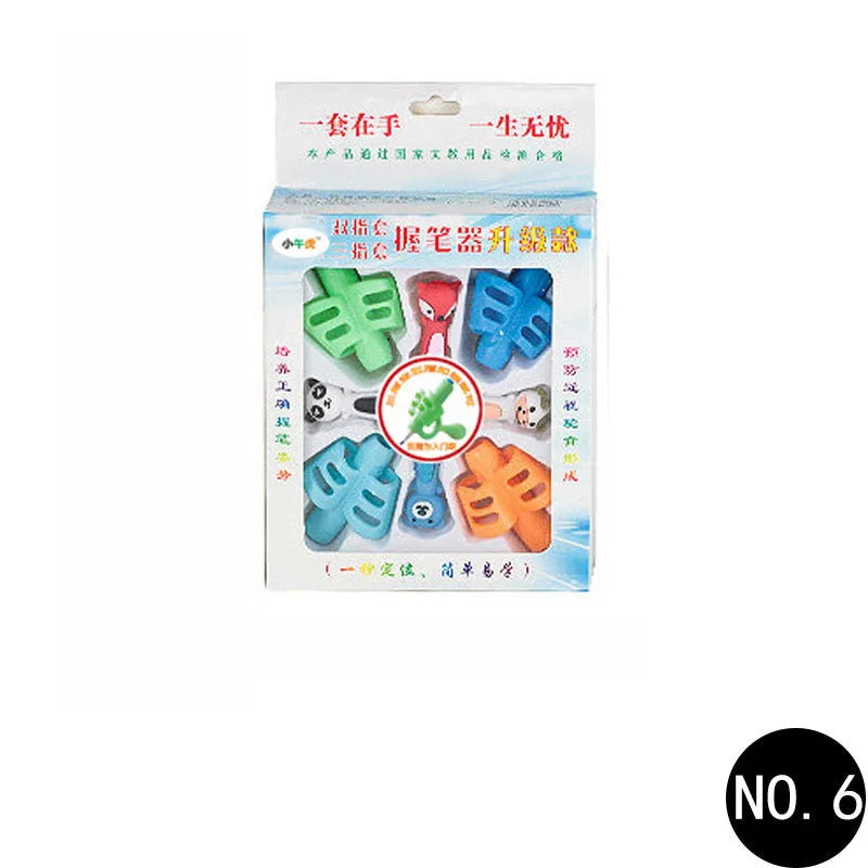 Children's soft rubber pen holder for posture correction with cartoon animal design options