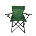 Outdoor fishing chair with black steel frame and blue 600D Oxford cloth backrest seat, folded for transport