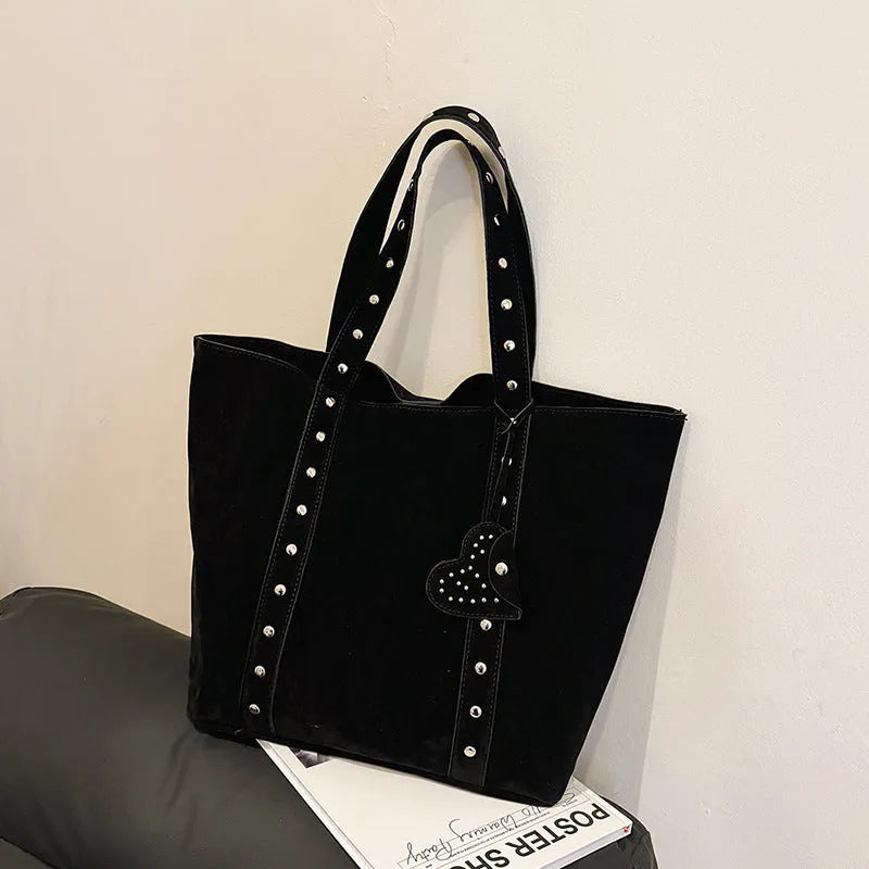 Women's PU leather tote bag with double shoulder straps in horizontal square shape
