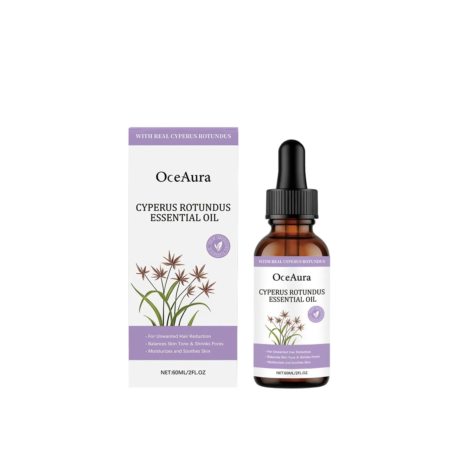 60ml bottle of fragrant hair removal treatment oil with natural plant extracts