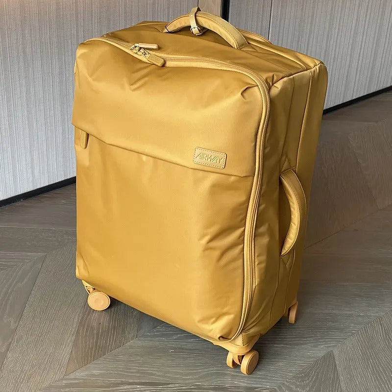 20-inch waterproof Oxford cloth luggage suitcase with universal wheels in bluestone green colour