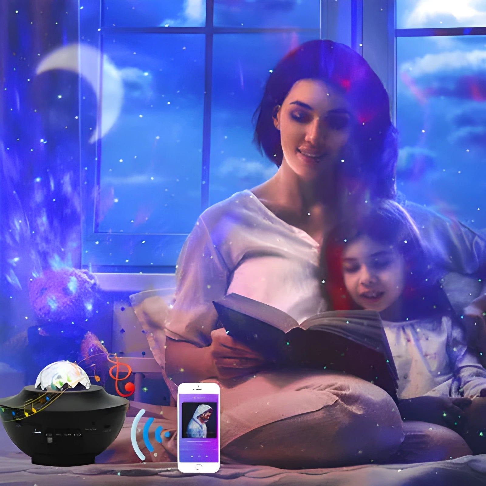 USB music player LED night light galaxy starry sky projector with Bluetooth remote control and 10 colours 360° rotation
