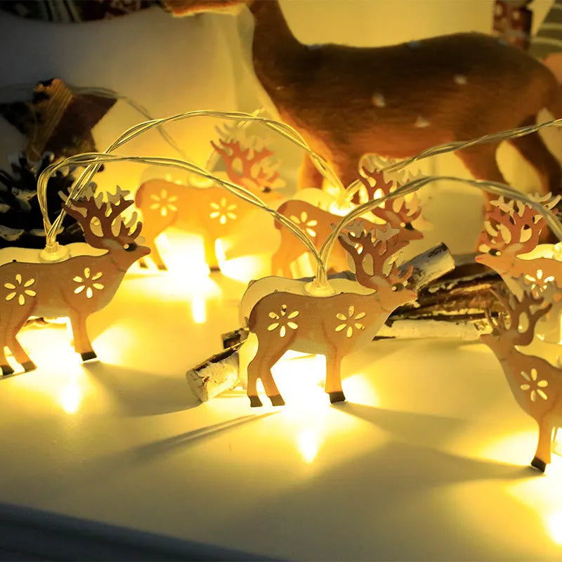 Christmas LED light string with Santa Claus, elk and snowman decorative ornaments for festive holiday decoration
