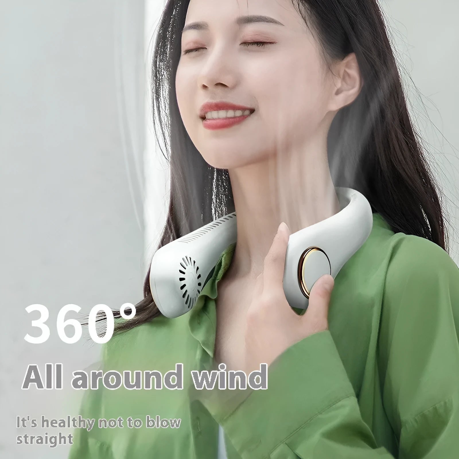 USB rechargeable neck hanging fan in modern Chinese style design with brushless motor