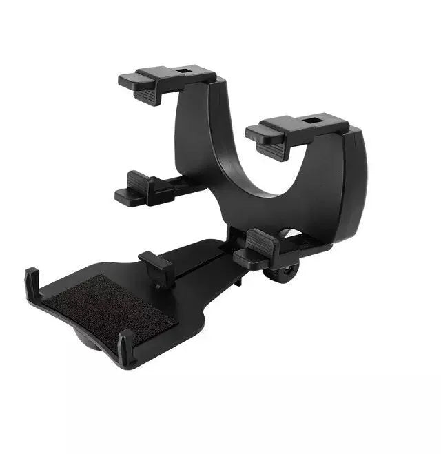 Black ABS car rearview mirror mobile phone holder clipped to a car rearview mirror