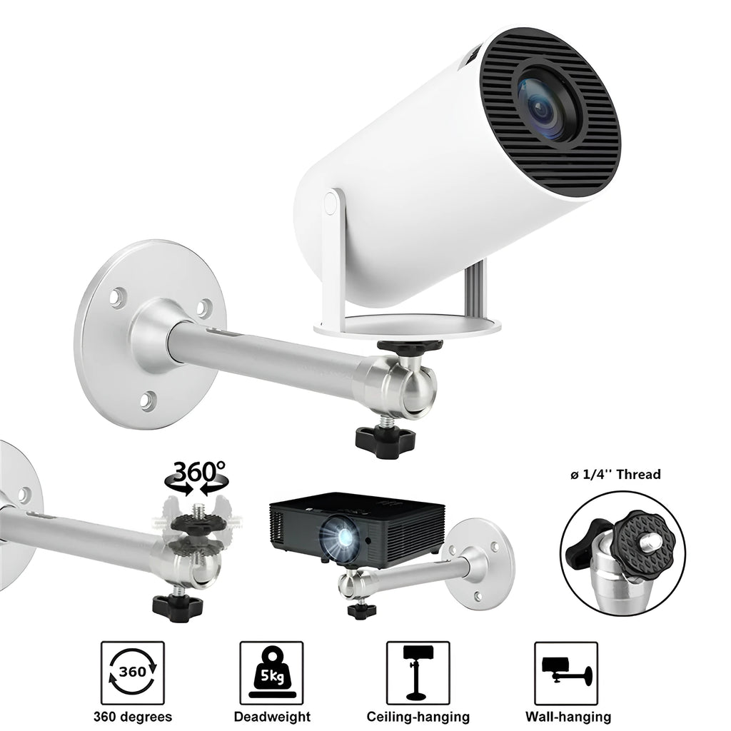 White aluminium alloy wall-mounted projector bracket 180mm universal hole position