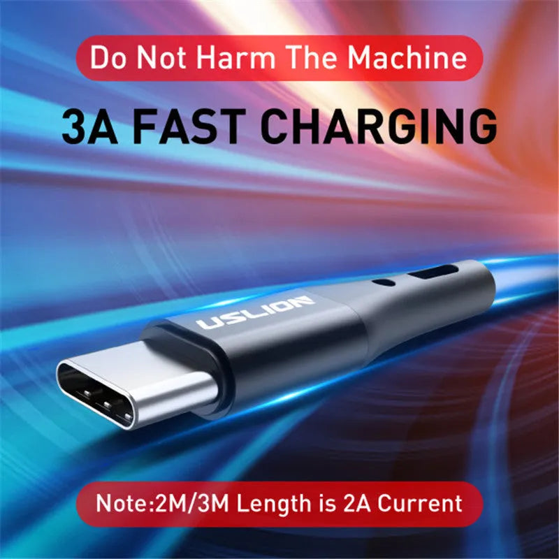 Nylon braided Micro USB charging cable in Black with alloy joint, 3A fast charging support, on a white background