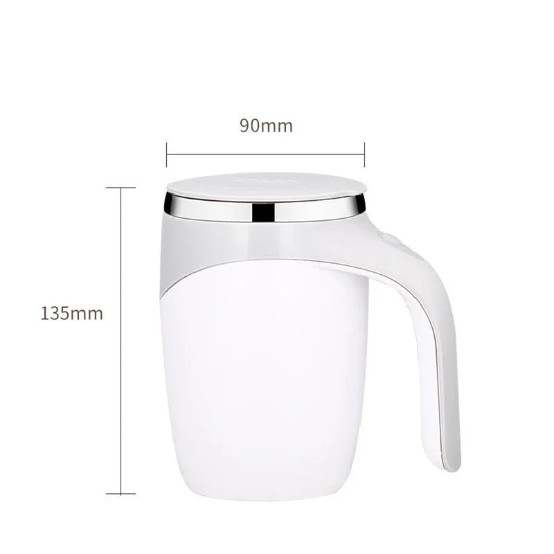 Rechargeable automatic stirring cup with magnetic stirrer, white or brown, 304 stainless steel inner, 301-400ml capacity