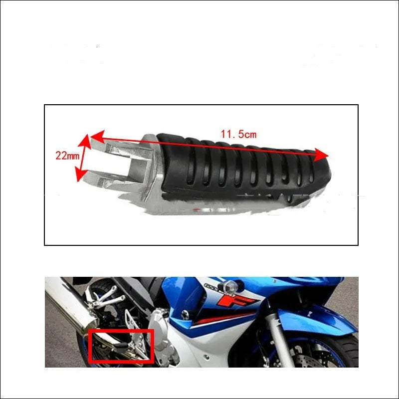 Black aluminium alloy motorcycle footpegs replacement set for Suzuki models.