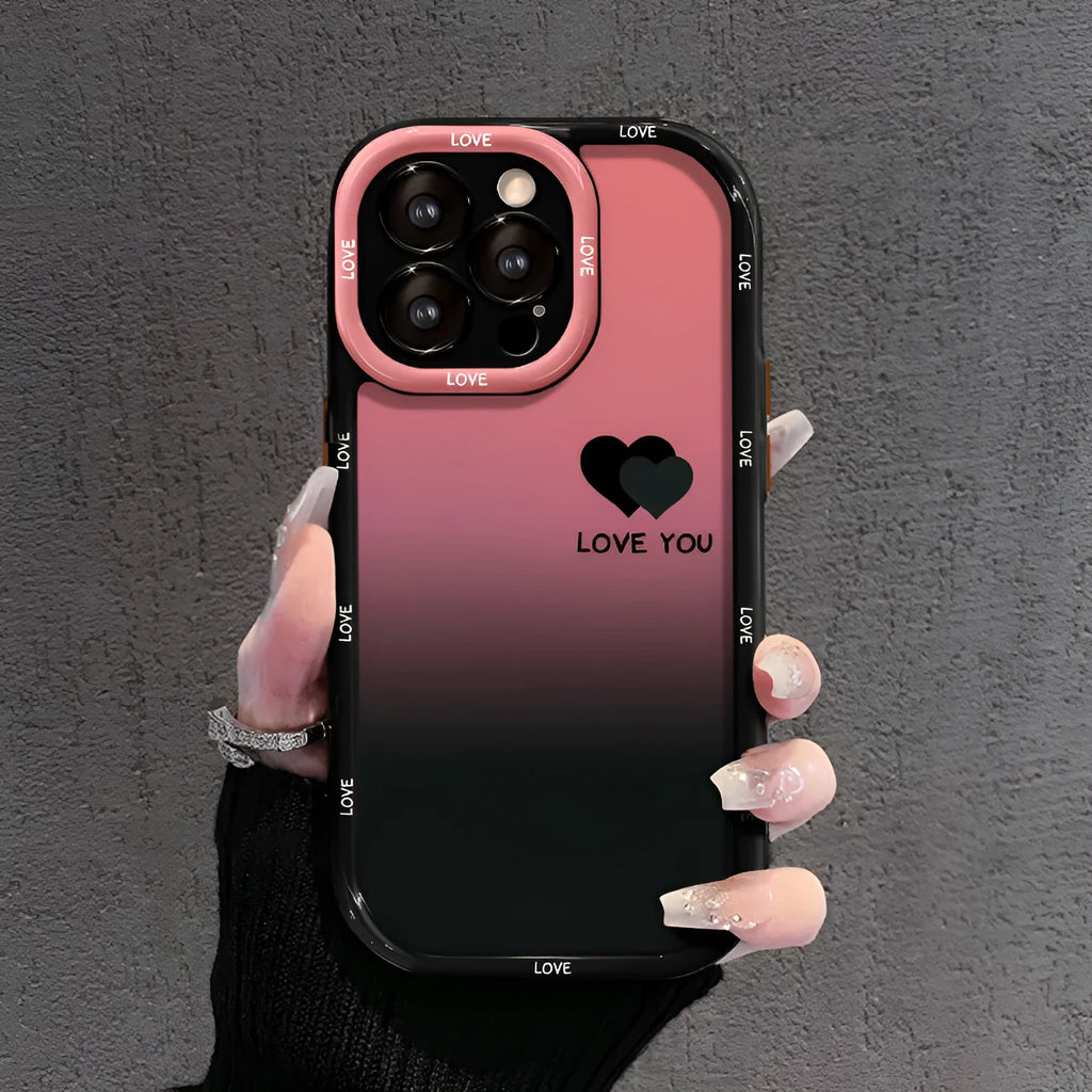Black acrylic phone case with cream shell pattern showing fine hole design for ports and buttons