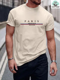 Men's loose fit pure cotton T-shirt with a printed letter design on the chest in apricot colour.