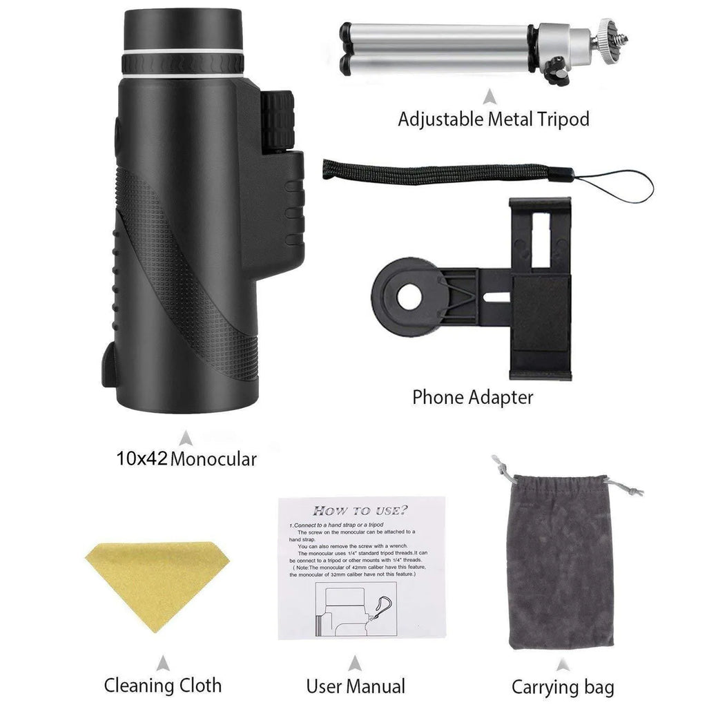Black HD 40x60 cellphone telescope monocular with 40x magnification and FMC green film lens