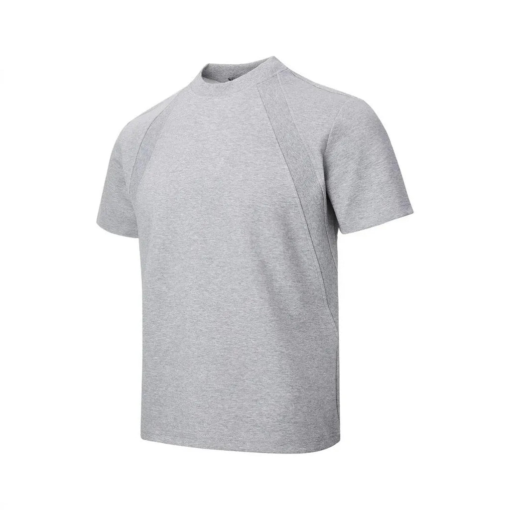 Loose grey short sleeve top with textured air layer stitching detail on the front