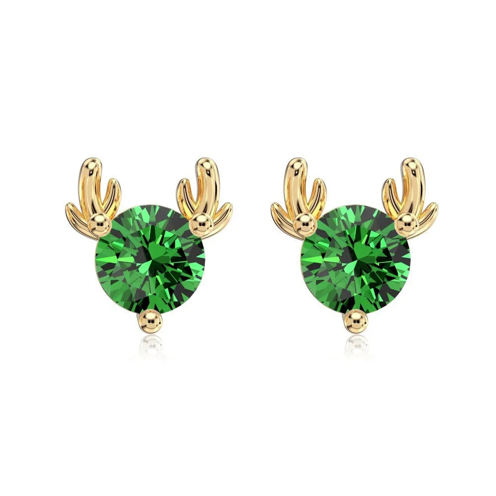 S925 sterling silver geometric elk horn stud earrings for women with electroplated finish