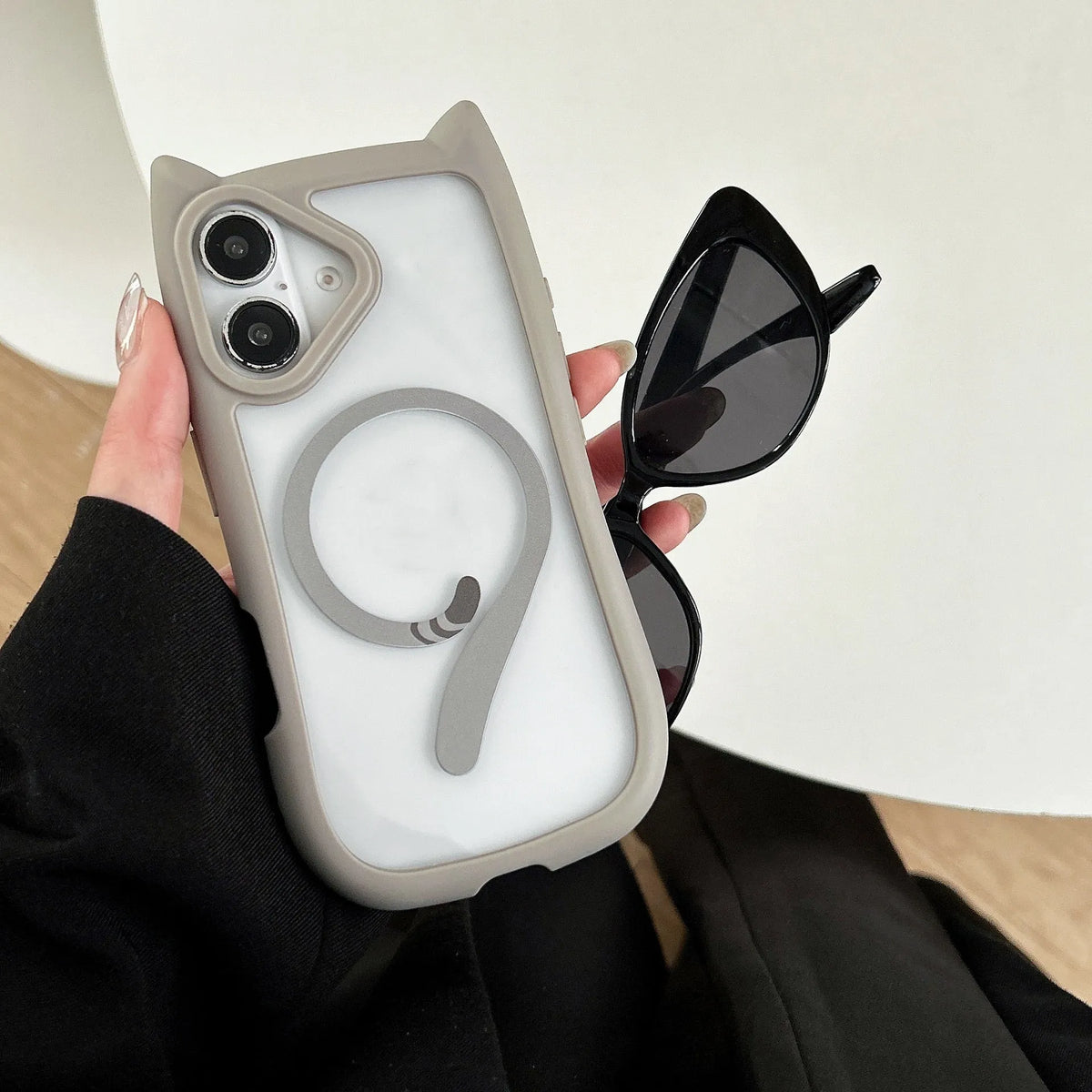 Acrylic TPU transparent phone case for iPhone 17 series in black colour with shockproof and magnetic suction features