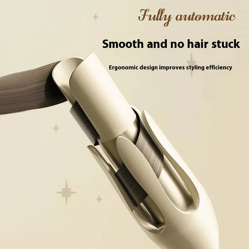 Automatic hair curler 32mm in white beige with wired power and EU adapter