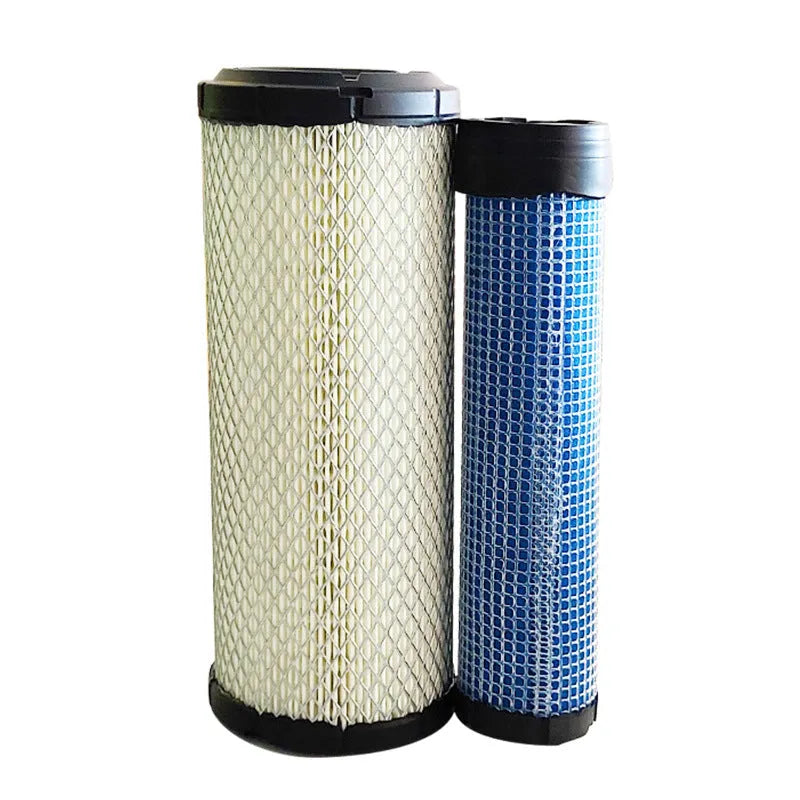 Donaldson 1027 large cylindrical engine air filter with folded pleats, straight head, and elbow connector.