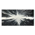 Abstract hand painted oil painting on canvas, black and white texture, horizontal orientation, for living room wall decor