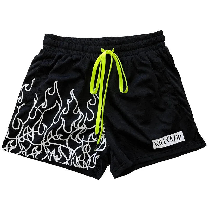 Men's mesh breathable sports fitness shorts in polyester fibre, available in multiple colours and sizes