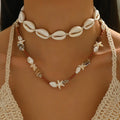 Women's shell necklace with geometric bohemian pendant in colour X1900