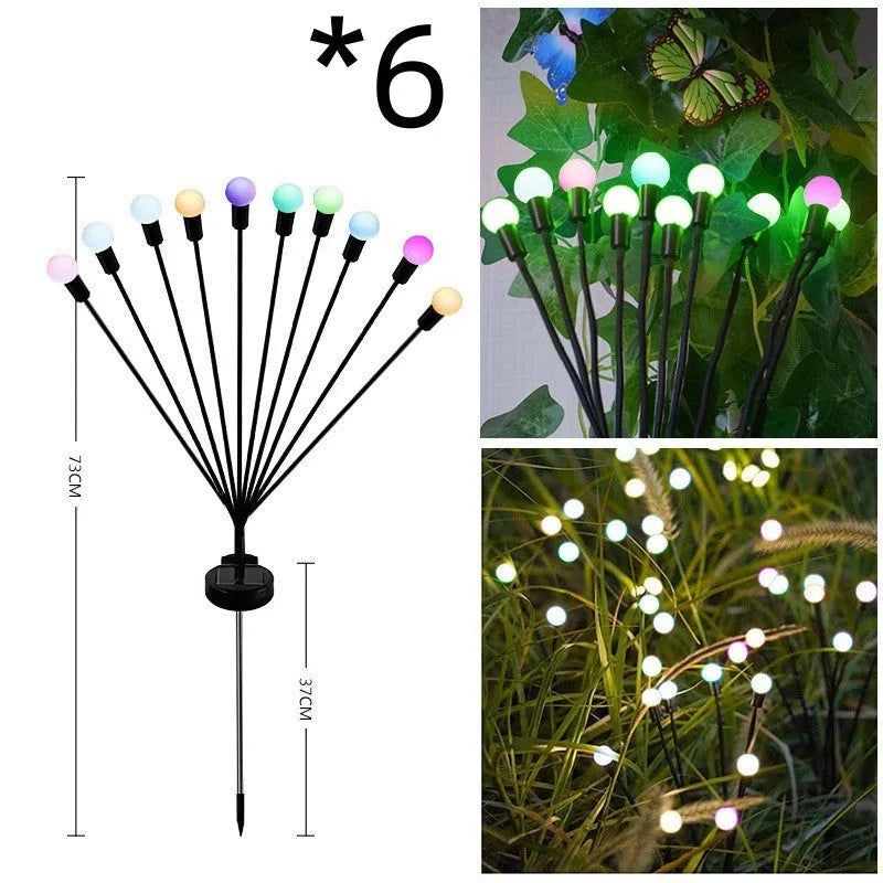 Solar-powered LED garden light with ground spike for soil installation in warm white or coloured lighting options
