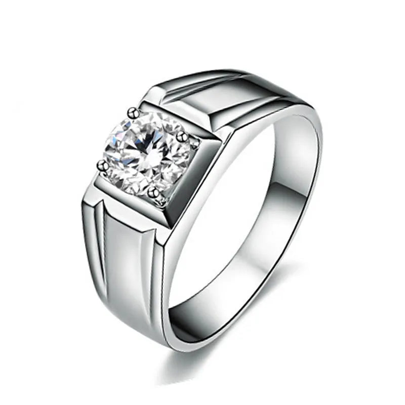 Men's adjustable square diamond ring in copper with gold or platinum colour finish