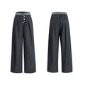Drooping straight suit pants high waist button open line design black women