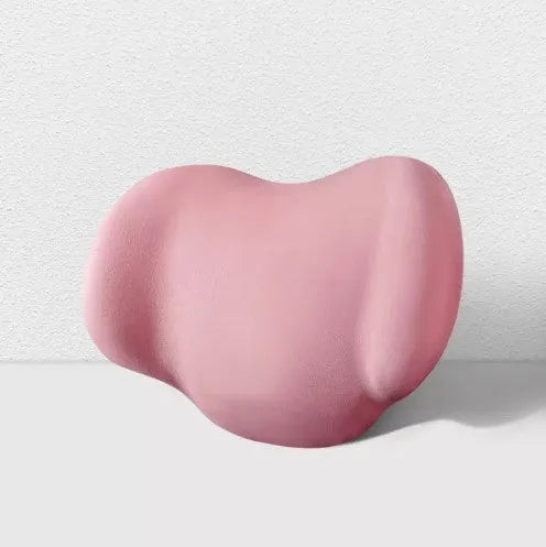 Car headrest, neck support, and waist cushion set made from memory cotton foam in black, green, grey, or pink.