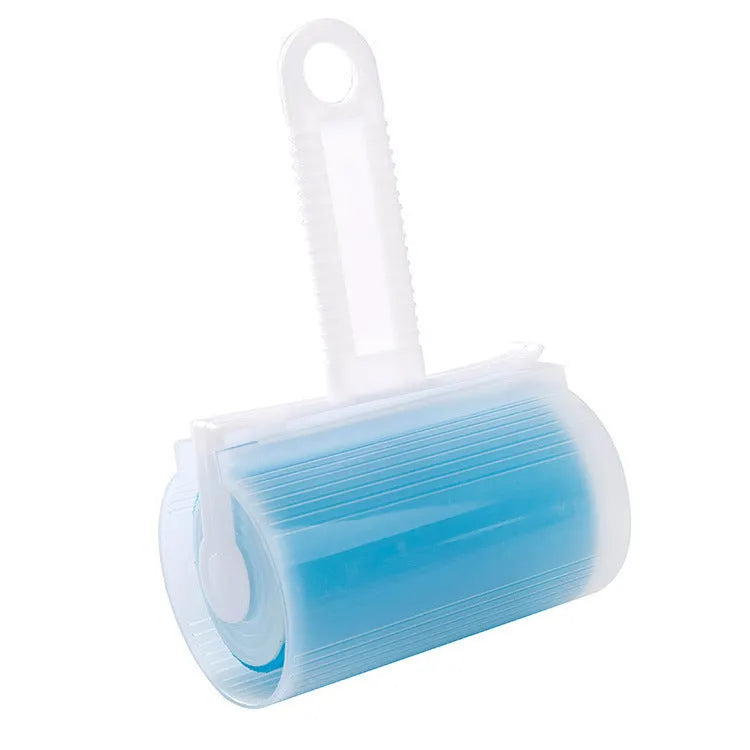 Washable reusable lint roller for pet hair removal in blue, green, pink, or yellow with protective cover