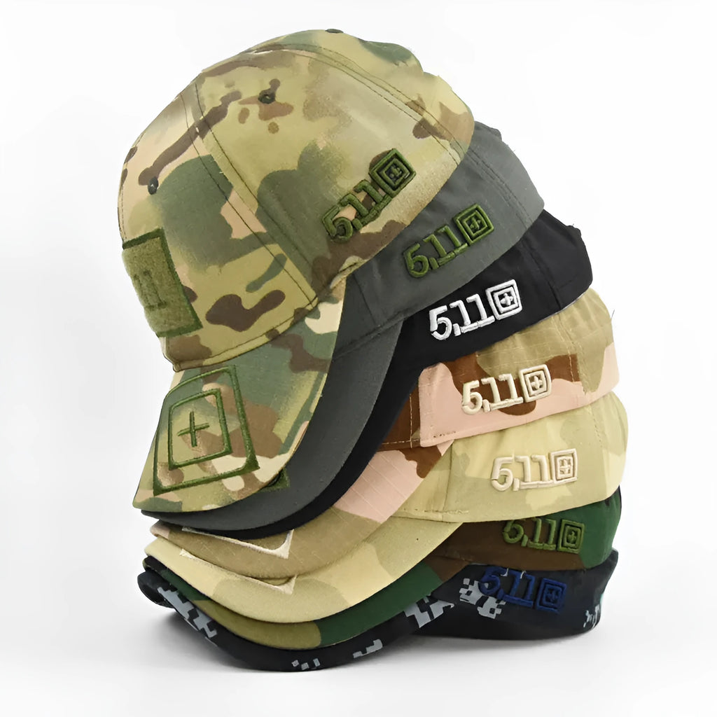 Cotton baseball cap with wide brim and adjustable back, displayed on a neutral background