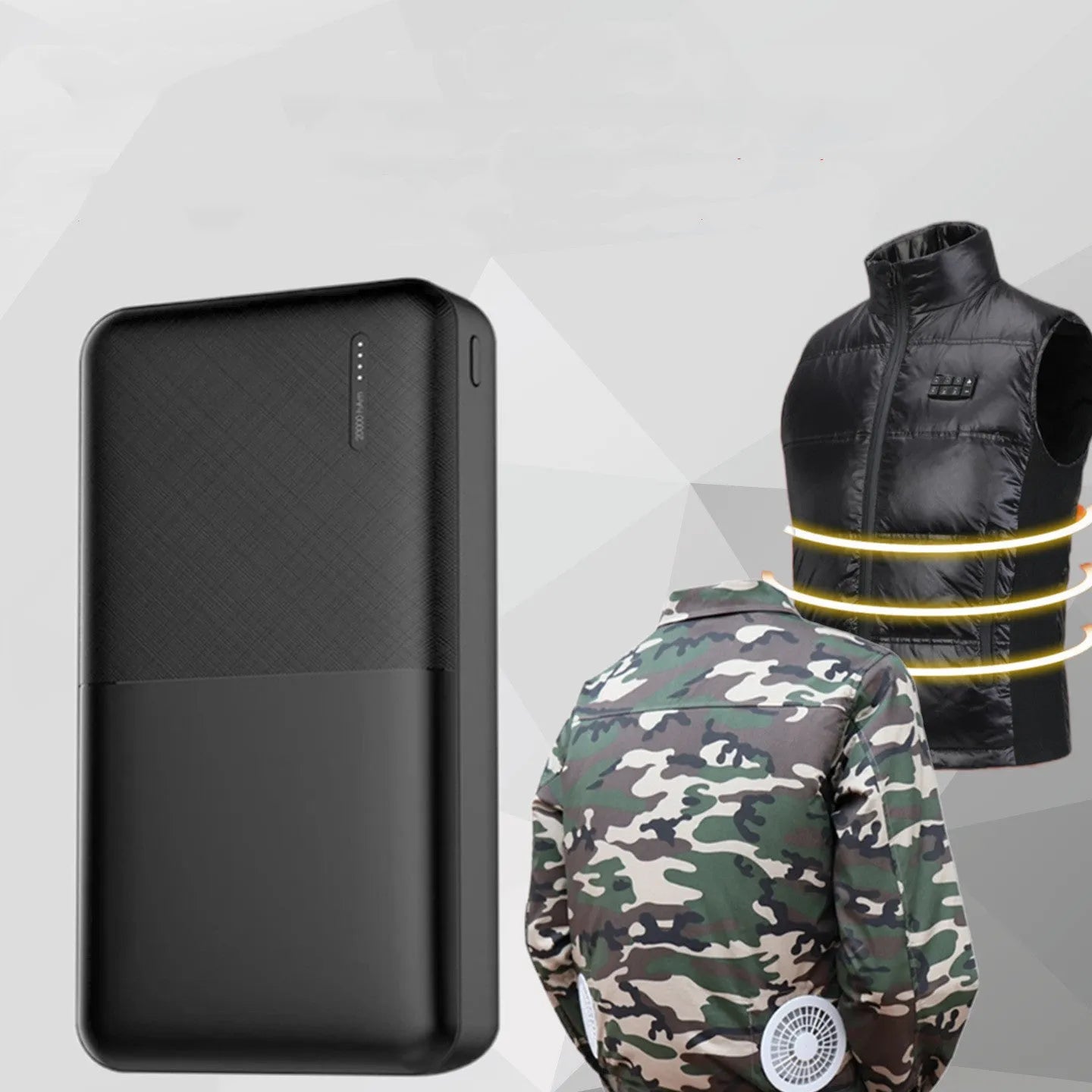 20000 mAh capacity power bank with multiple USB ports in black and white colour options