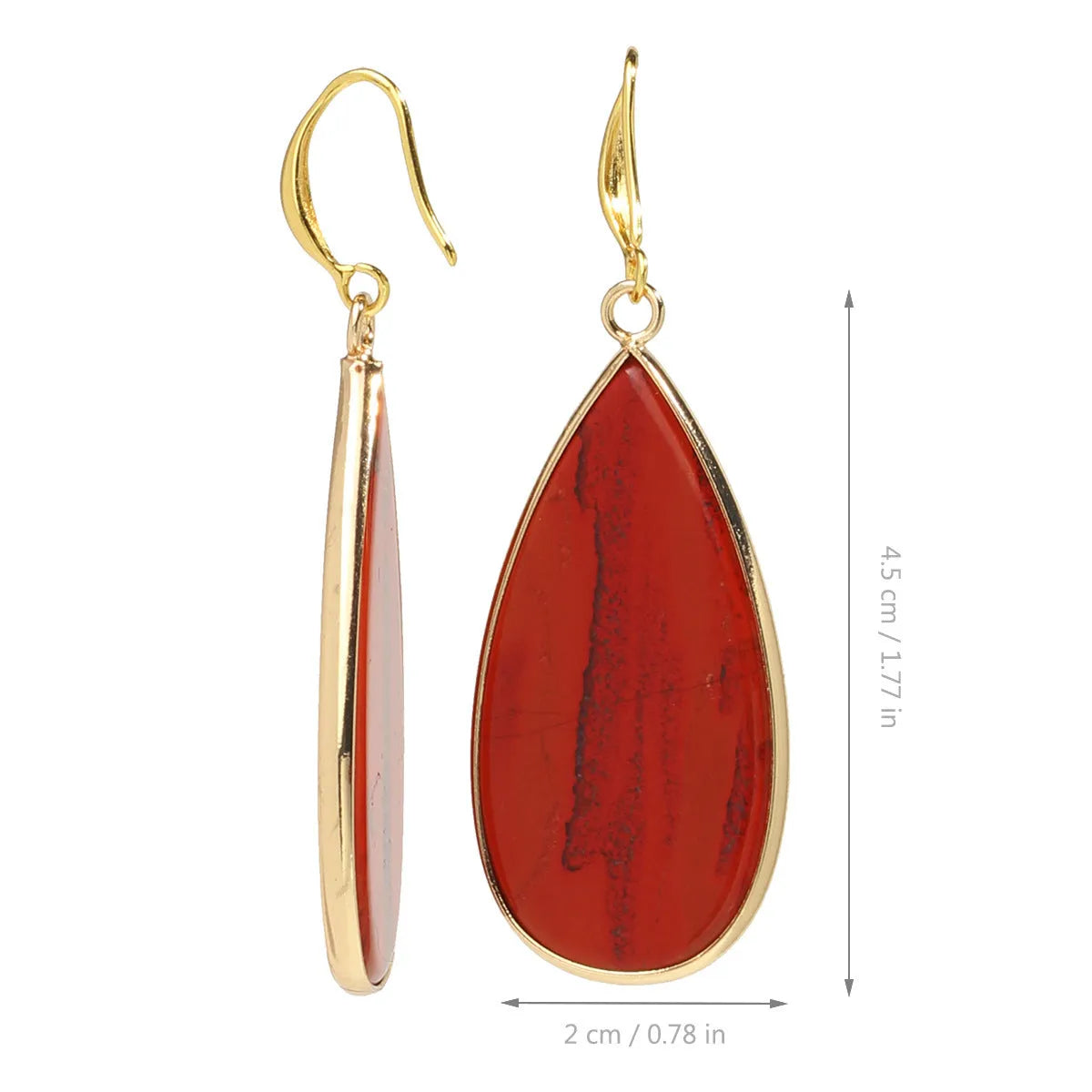 Vintage long water drop stone earrings in Tigereye, amethyst, pink crystal, Redstone, turquoise