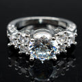 High grade eight heart eight arrow cut zircon engagement ring in white copper, Europe and America style