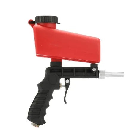 Portable black pneumatic sandblasting gun with 21-litre tank and 6.5mm nozzle for surface treatment