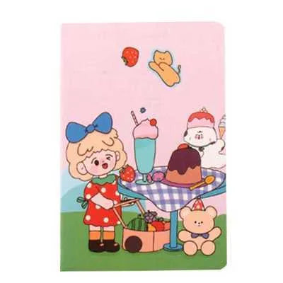 Cartoon A5 notebook with 30 sheets, showing cover design options like Cute Bear and Strawberry Rabbit.
