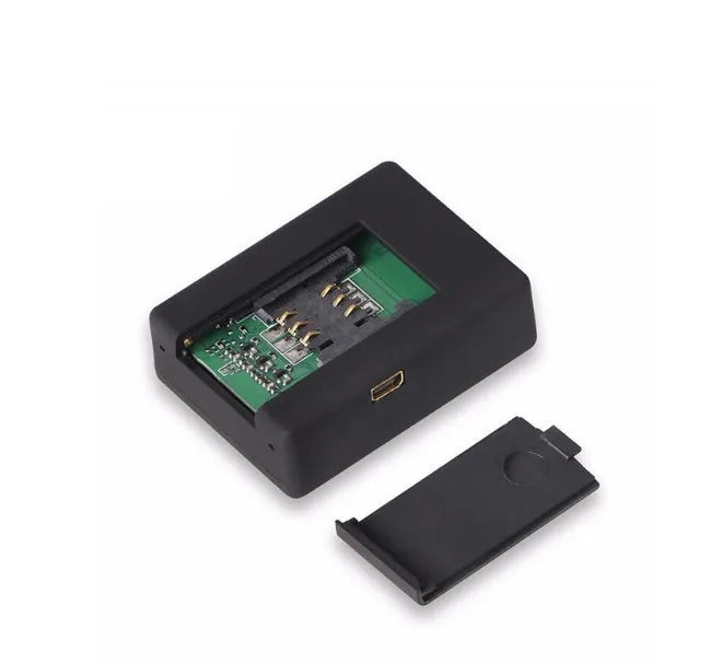 N9 mini black GPS car alarm tracker with SIM card slot and indicator light