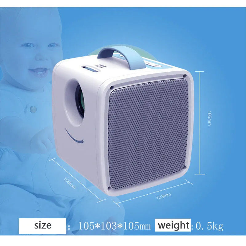Portable LED HD 1080P mini projector for children in blue with USB and HDMI interfaces