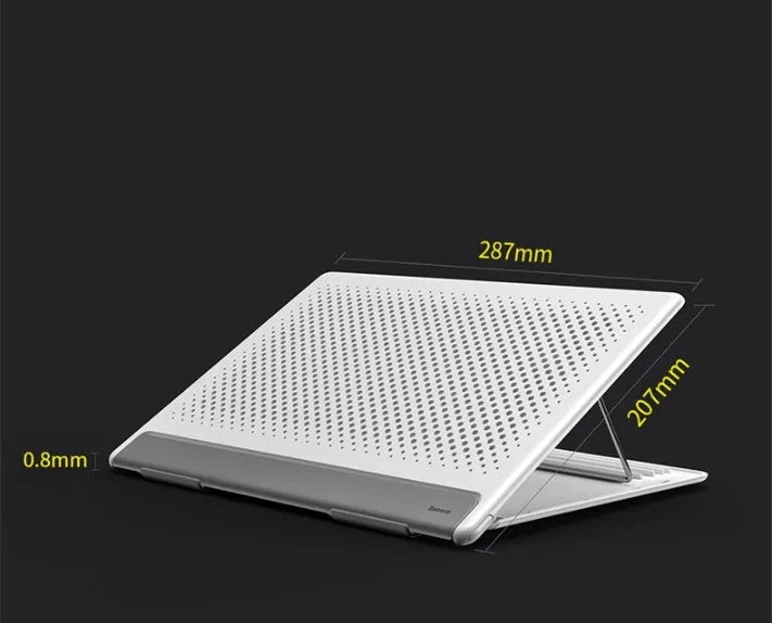 Dongdong portable alloy notebook stand with laptop placed on it, black colour