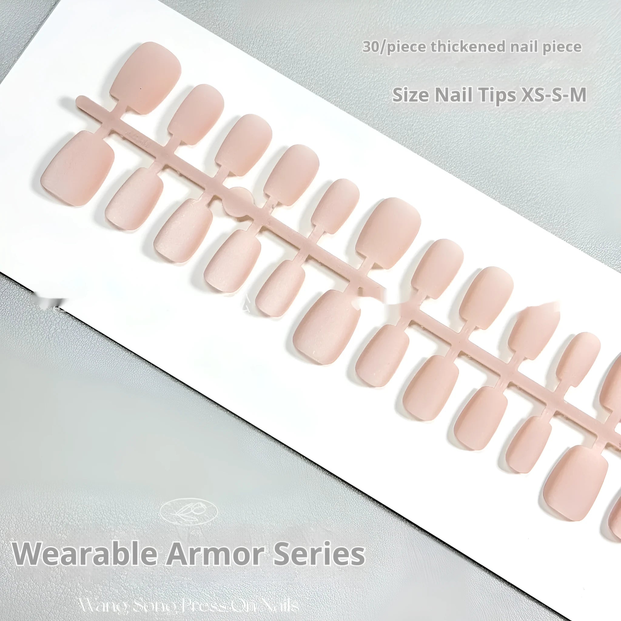 Frosted Velvet Cat's Eye artificial nail set showing short ladder XS, S, M sizes with aurora and electroplated finishes.