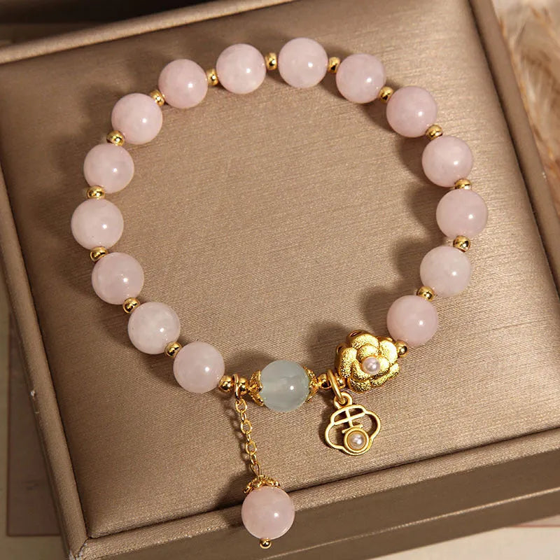 Pink crystal flower bracelet for women's fashion jewellery