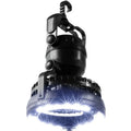 Camp fan lamp with 18 LED white light and hook, ABS body, 167 x 184 mm, black