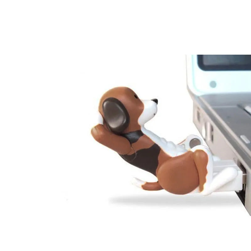 Portable mini brown USB humping dog toy for office desk stress relief, 60x30x60 mm