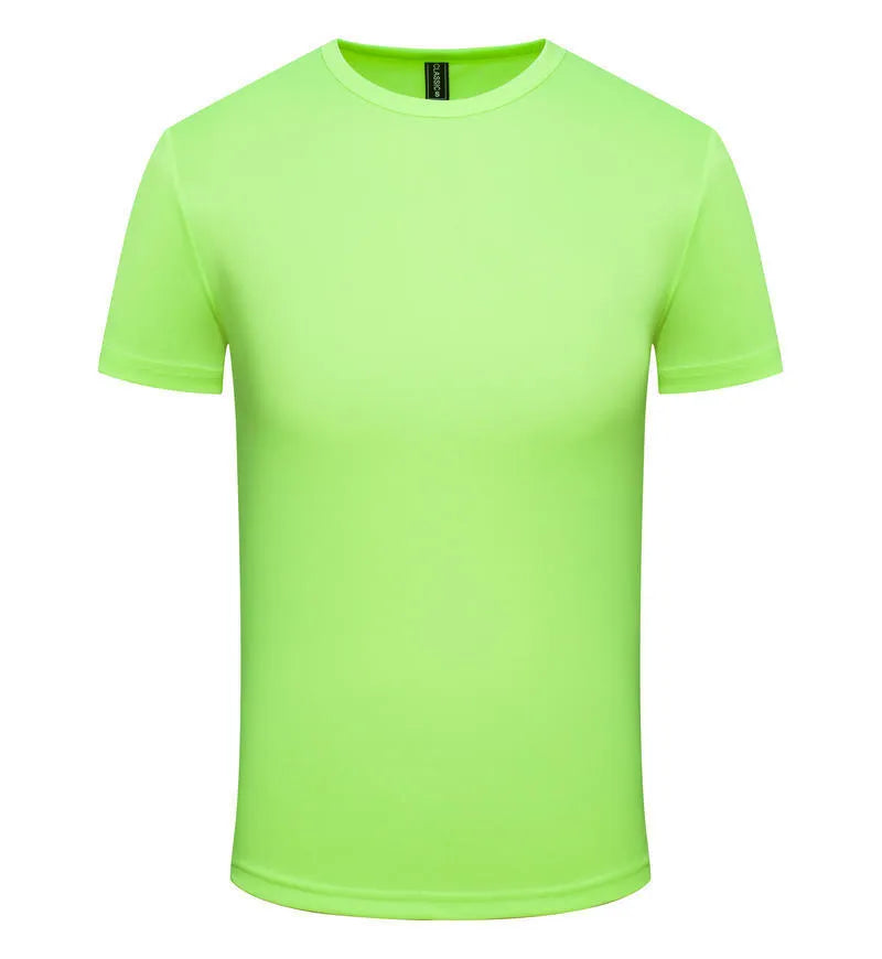 Men's solid colour quick-dry short sleeve t-shirt for summer sports, shown in multiple colour options.