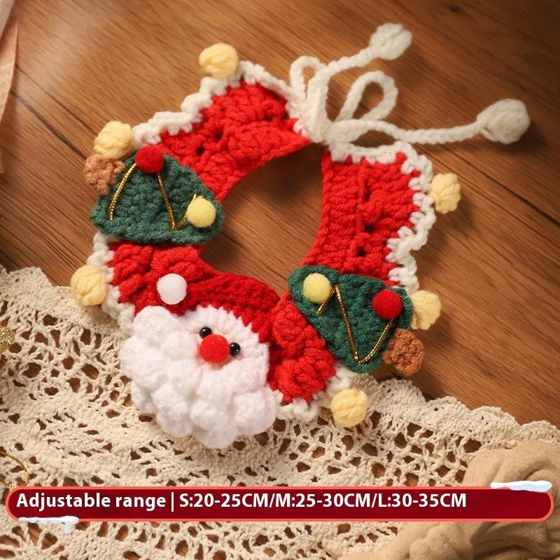 Christmas pet scarf collar with wool construction and festive patterns for dogs and cats
