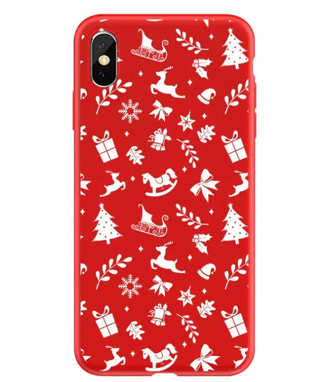 Christmas-themed painted back cover case for iPhone models 6 through XS Max.
