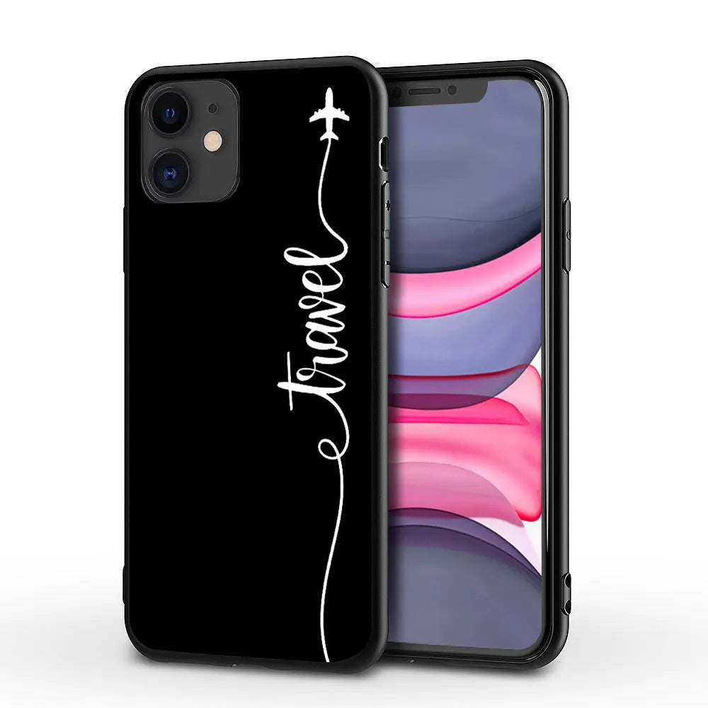 Printed love airplane TPU PC back cover phone case for iPhone with waterproof drop-resistant design