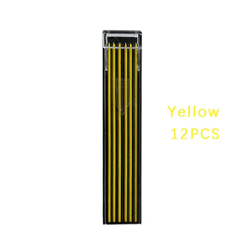 Boxed pencil refill with 12 erasable mechanical pencil replacement leads in rainbow colours for drawing and painting