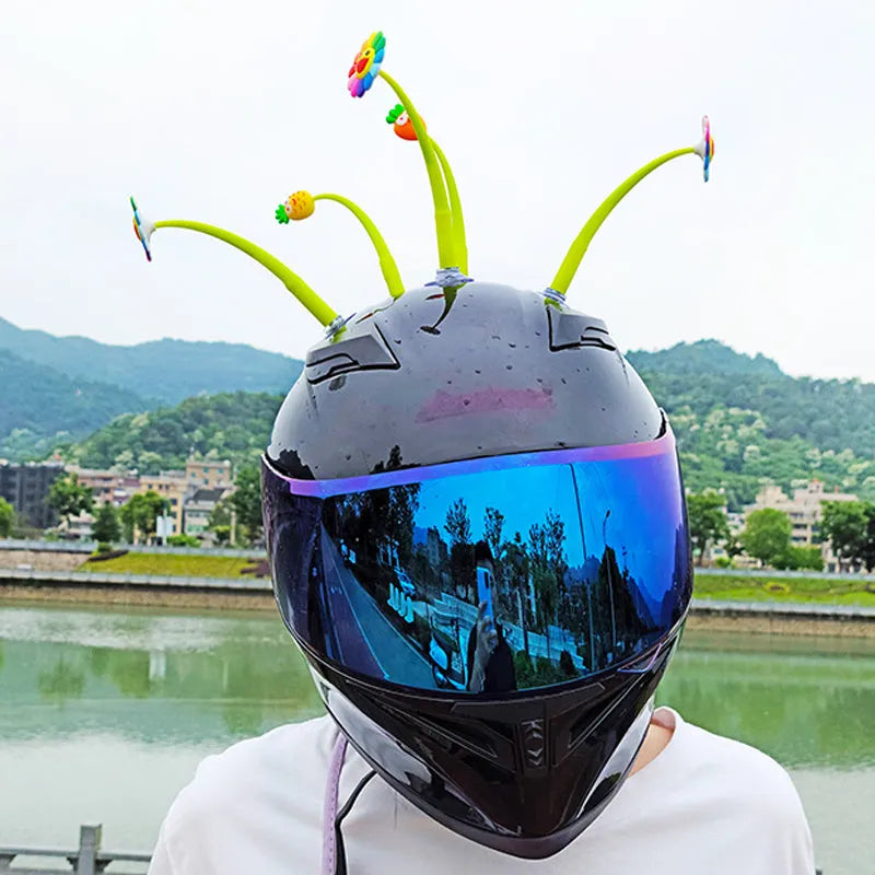 Yellow and brown swinging sunflower silicone decoration with suction cup for helmets