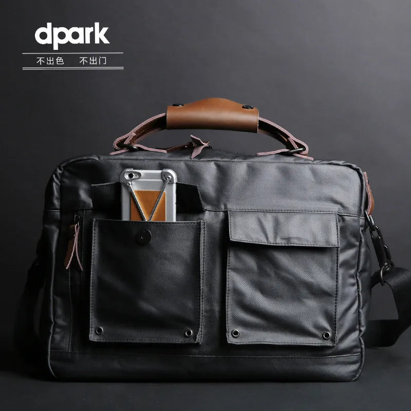 Dpark single shoulder laptop business bag in black brown khaki colours for 14-inch 15-inch devices