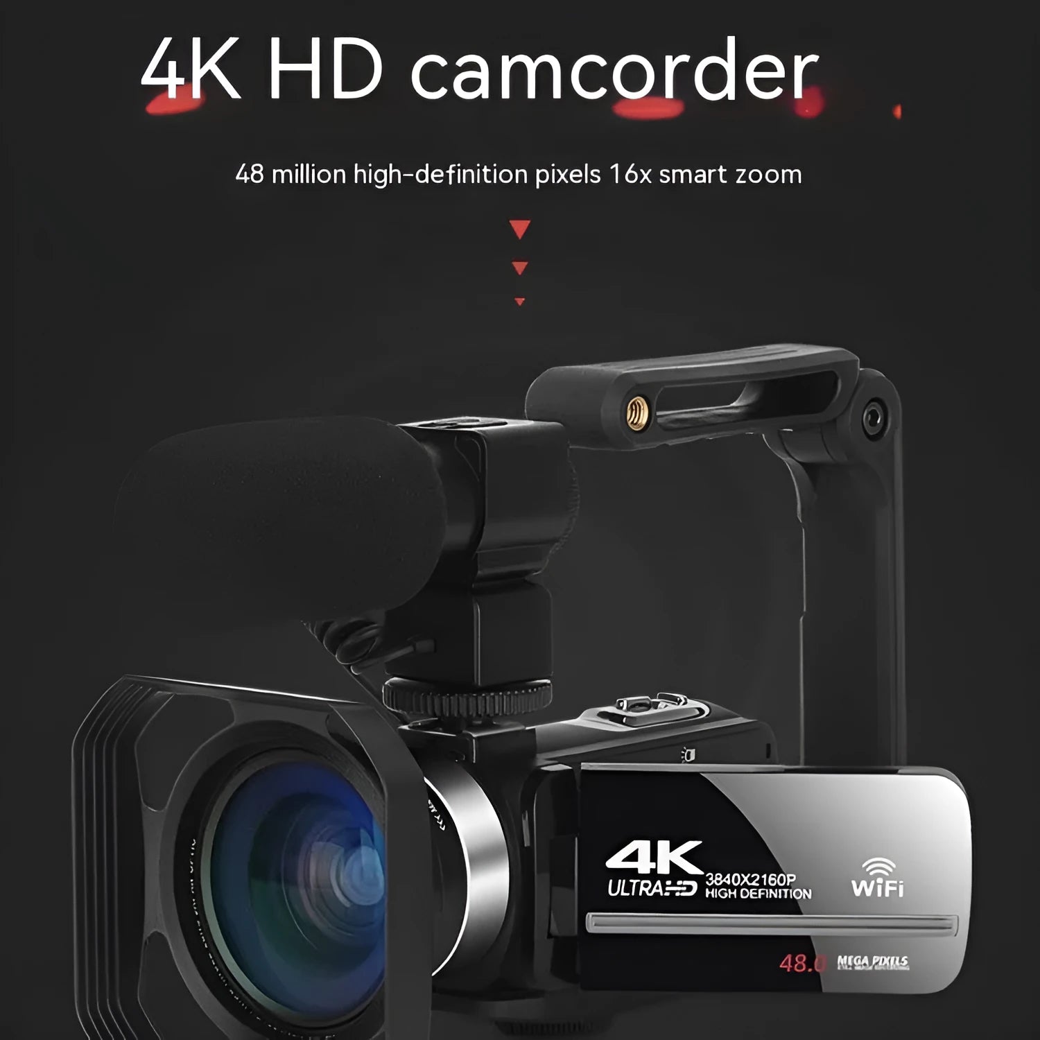 Black WIFI digital night vision camera with 3 inch LCD screen and 37mm lens mount